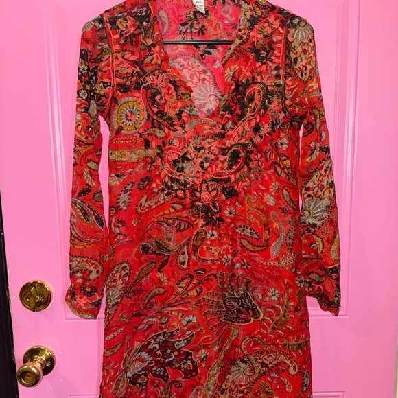 Raj Bohemian Silk Embroidered Dress – Size S - Picture 1 of 10
